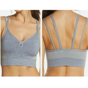 Zella Sports Bra Gray Body Rhythm Seamless Double Strap L